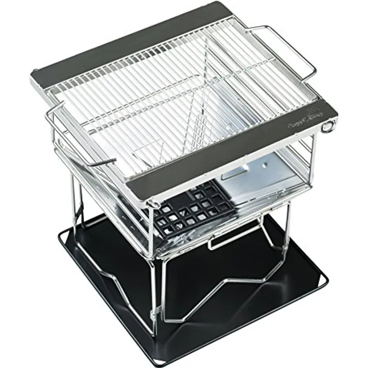AceCamp klappbarer Holzkohlengrill aus Edelstahl 35,5x33 silber