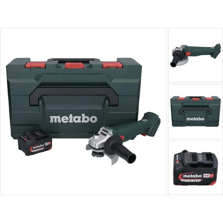 Metabo W 18 L 9-125 Akku Winkelschleifer, 18 V, 125 mm, mit 1x 4,0 Ah Akku, ohne Ladegerät, robuster CAS Akku-Winkelschleifer mit Sicherheitsfunktionen
