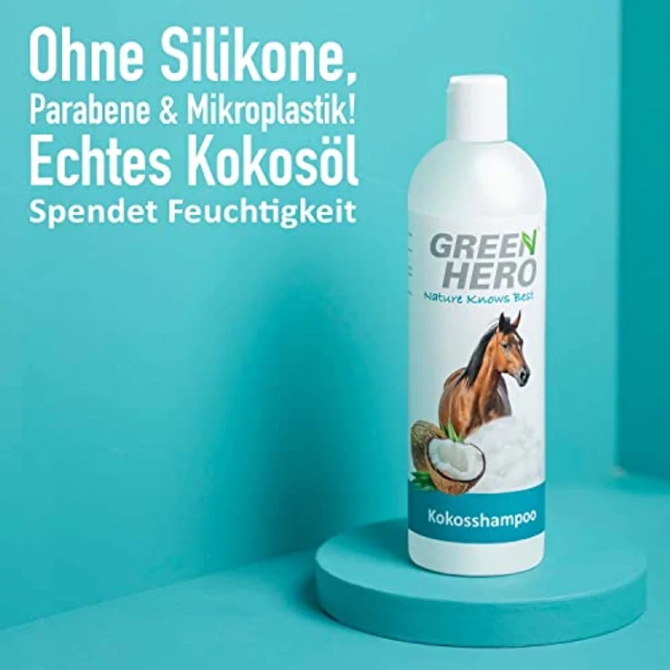 GreenHero Kokosshampoo für Pferde, 500 ml - natürliches Kokosöl, pH-neutral, seidig glänzendes Fell – Bild 2