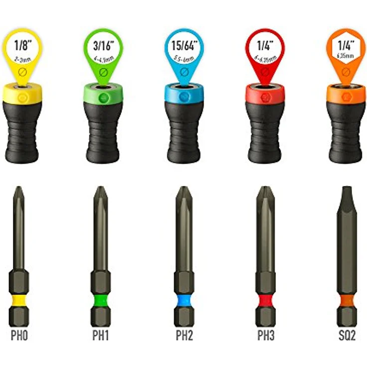 COFI 1453 Bit-Schraubendreher 10 Teiliger Set aus 5 Magnetdriver und 5 Punkten verschiedene Farben – Bild 6