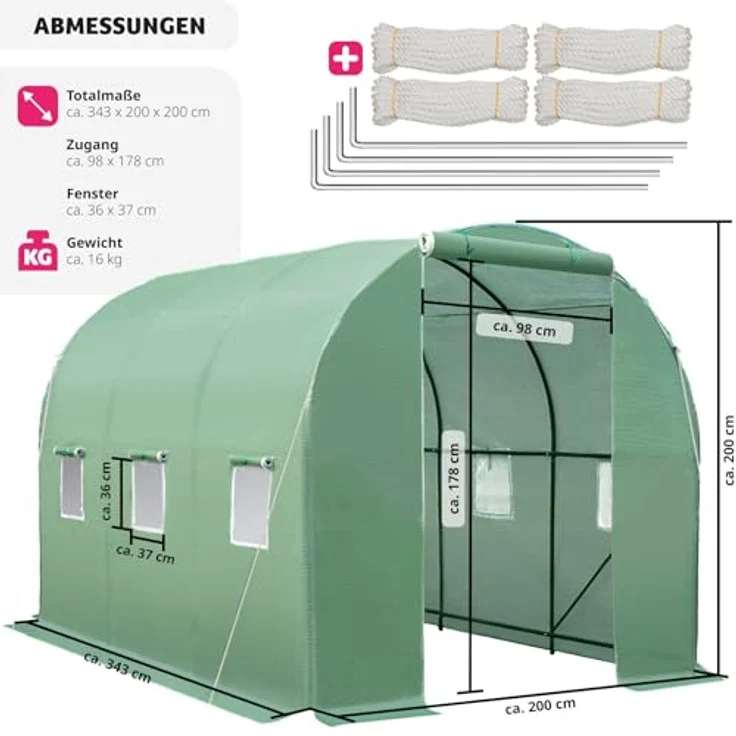 Tectake Gewächshaus Folientunnel – Bild 5