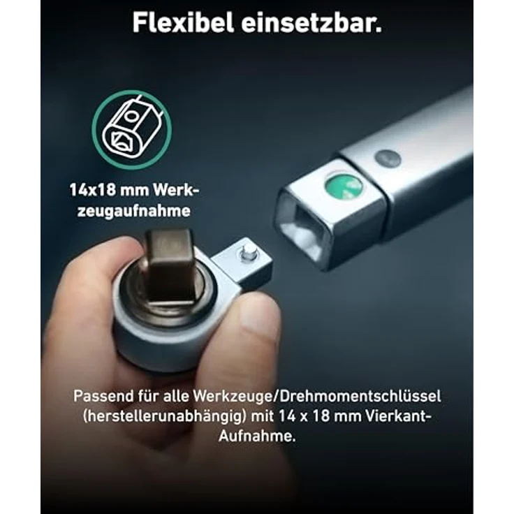 Stahlwille Drehmomentschlüssel Einsteck-Umschaltknarre 1/2", 14 x 18 mm mit präziser Schaftbreite und -länge – Bild 4
