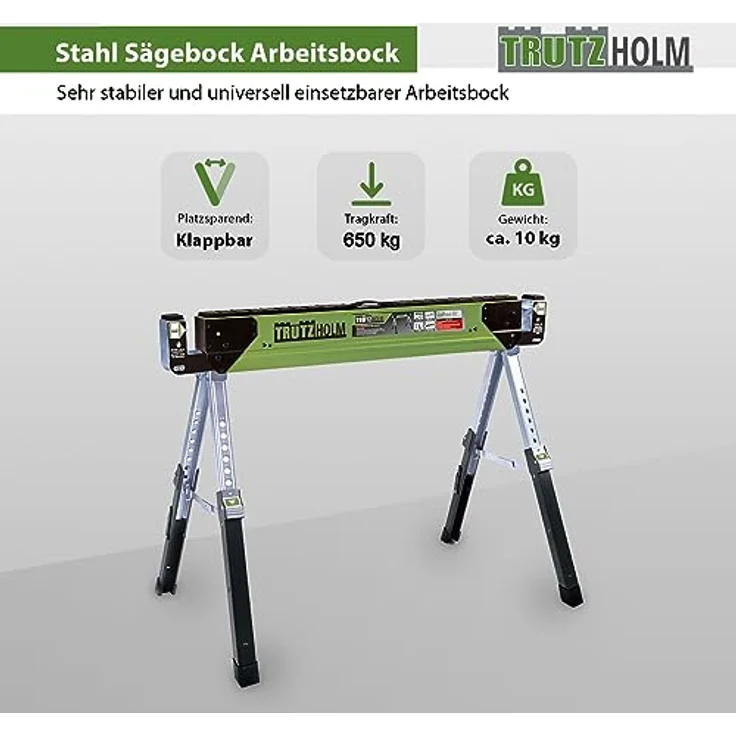 TrutzHolm Stahl Sägebock Arbeitsbock höhenverstellbar bis 590 kg klappbar Werkbock – Bild 3