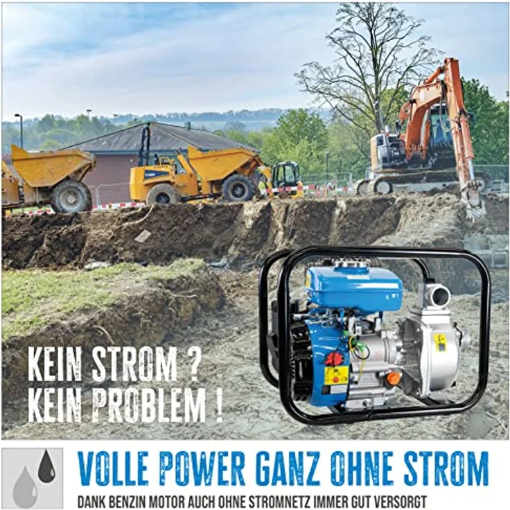 Güde Motorpumpe GMP 15.22 SET - 94503 Benzin-Wasserpumpe 1.400 Watt 15.000 l/h Entwässerung max. Förderhöhe 22 m 20 kg – Bild 2