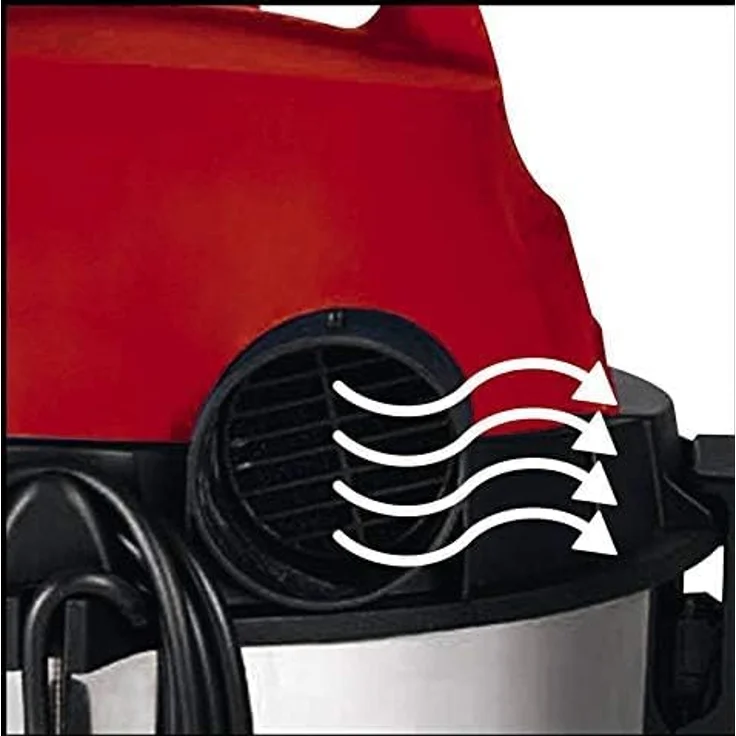 Einhell Nass-Trockensauger TC-VC 1820 SA (20 L, 3tlg. Kunststoffrohr, 150 cm Saugschlauch, Blasanschluss, 4 Lenkrollen, Zubehörhalterung, Schmutzfangsack, Schaumstofffilter, autom. Gerätesteckdose) Akku beutellos 20 Liter – Bild 4