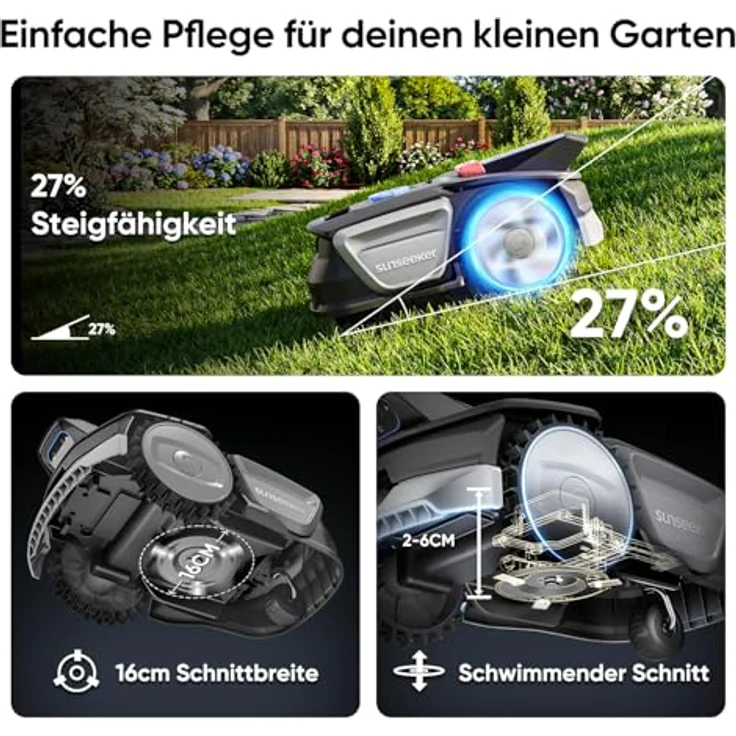 Sunseeker Mähroboter 'V1', kabellose Rasenpflege für Gärten bis 300 m², mit ReadyGo-System und Garage – Bild 5