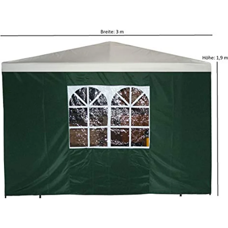 Seitenplane für Pavillon, 3x1,9 Meter, Polyester grün mit Fenster – Bild 3