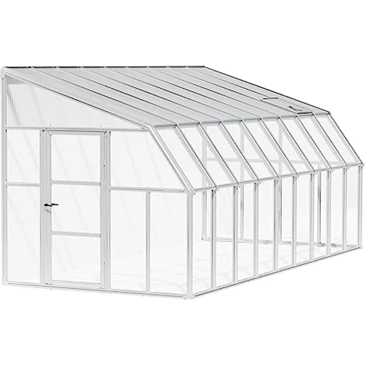 Palram - Canopia Gewächshaus Sun Room, BxTxH: 257 x 570 x 266 cm, lebenslang widerstandsfähige Wandpaneele, Alu Wintergarten Polycarbonat 5.7 x 2.6 m Weiß