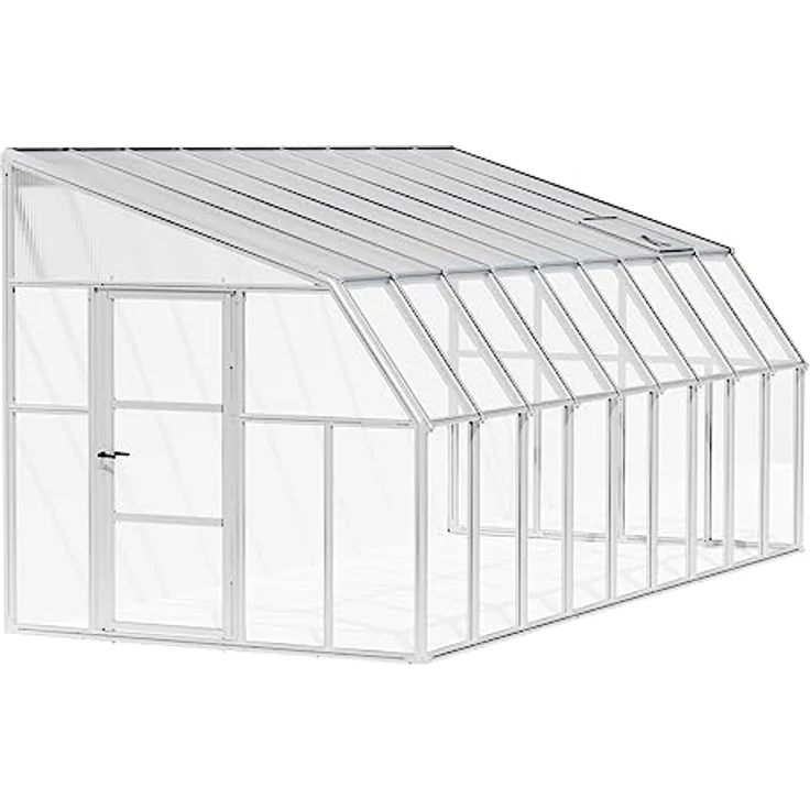 Palram - Canopia Gewächshaus Sun Room, BxTxH: 257 x 570 x 266 cm, lebenslang widerstandsfähige Wandpaneele, Alu Wintergarten Polycarbonat 5.7 x 2.6 m Weiß – Bild 1