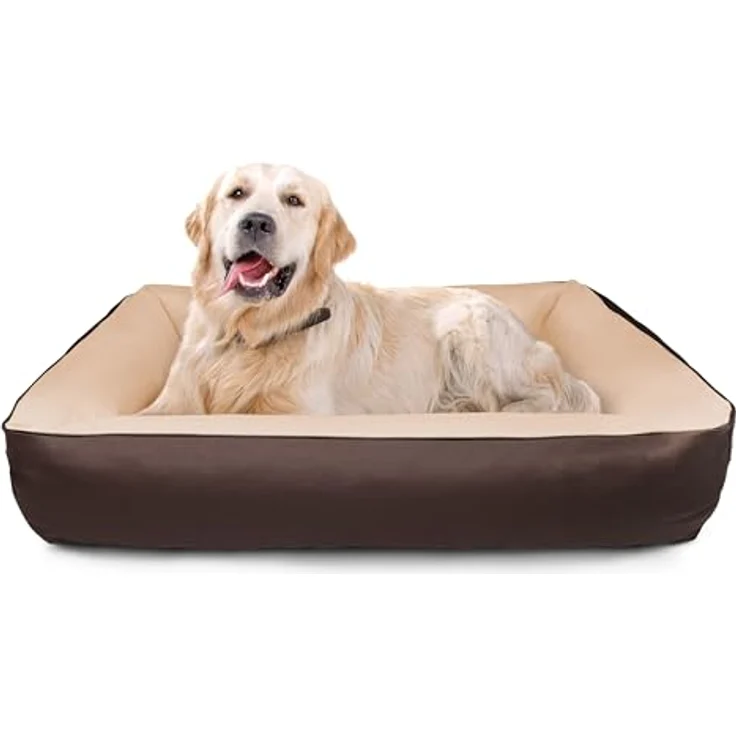 BedDog 2in1 Hundebett MAX Quattro, großes Hundekörbchen aus Cordura, waschbares Hundebett mit Rand, Hundesofa für drinnen, draußen, XXL, Melange, beige-braun – Bild 4