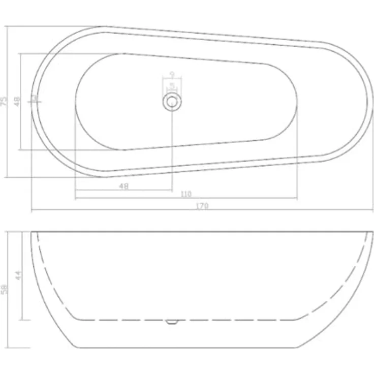 Sanotechnik Badewanne Chicago, freistehendes Model, Maße: 170x75x58cm, modernes Design mit hohem Komfort – Bild 4