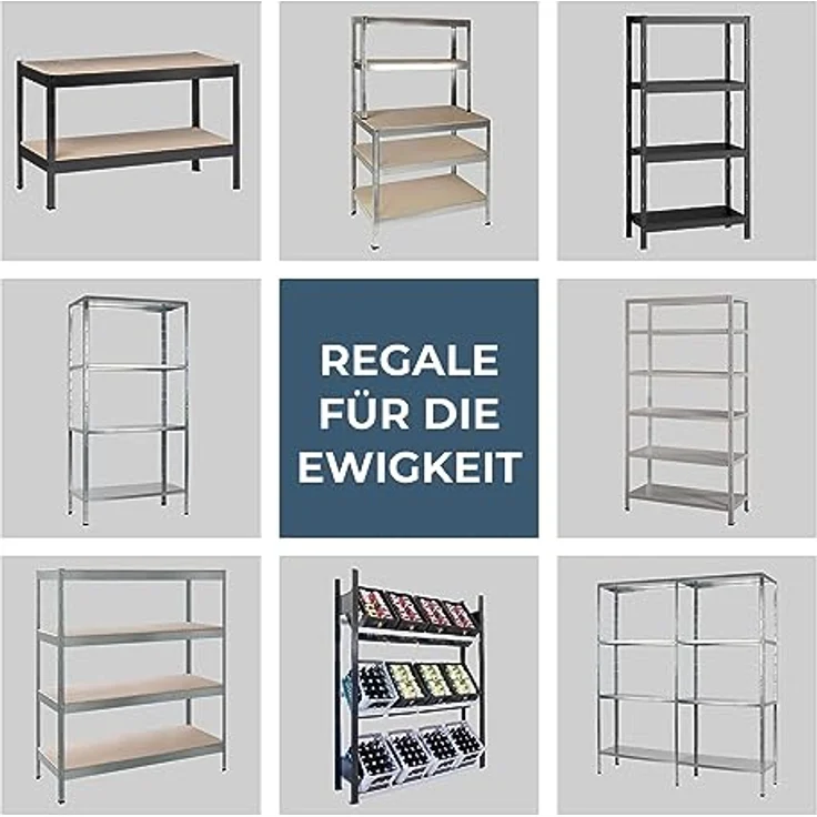 Schulte Regalwelt 2er Set Lagerregal mit 8 PowerMAX-Fachböden, 180x160x40cm Regalsystem, Steckregal mit einfacher Montage ohne Verschrauben, Traglast je Boden bis zu 65 Kg (bis zu 520 Kg gesamt) – Bild 9