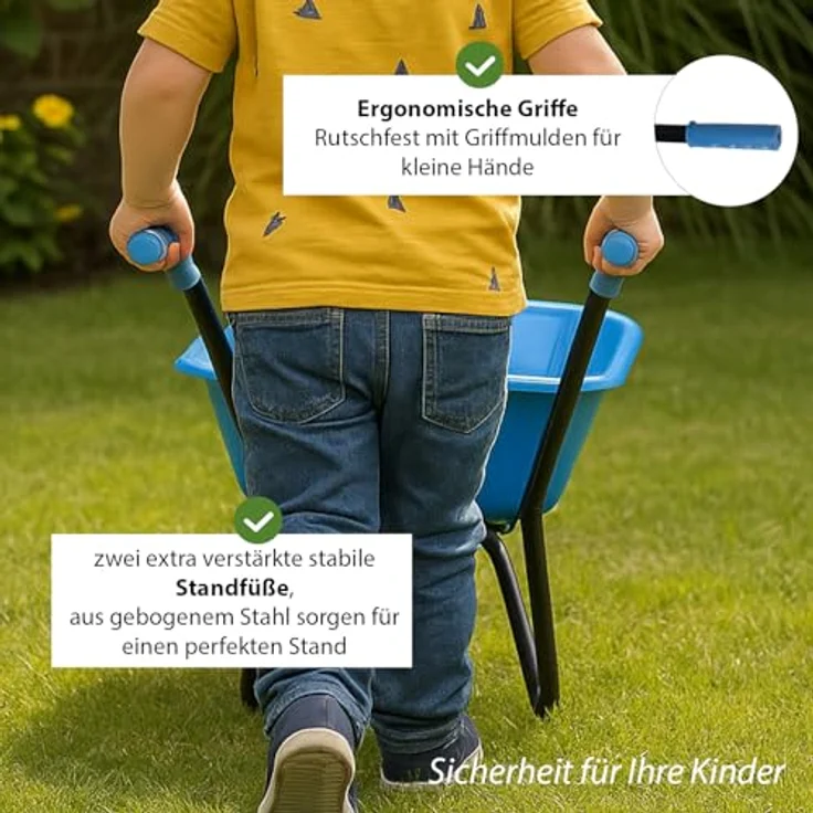 TRUTZHOLM Kinderschubkarre Uni, Schiebkarre aus pulverbeschichtetem Stahl mit 40 kg Traglast, hellblau, 3,6 kg, Vollgummirad – Bild 4