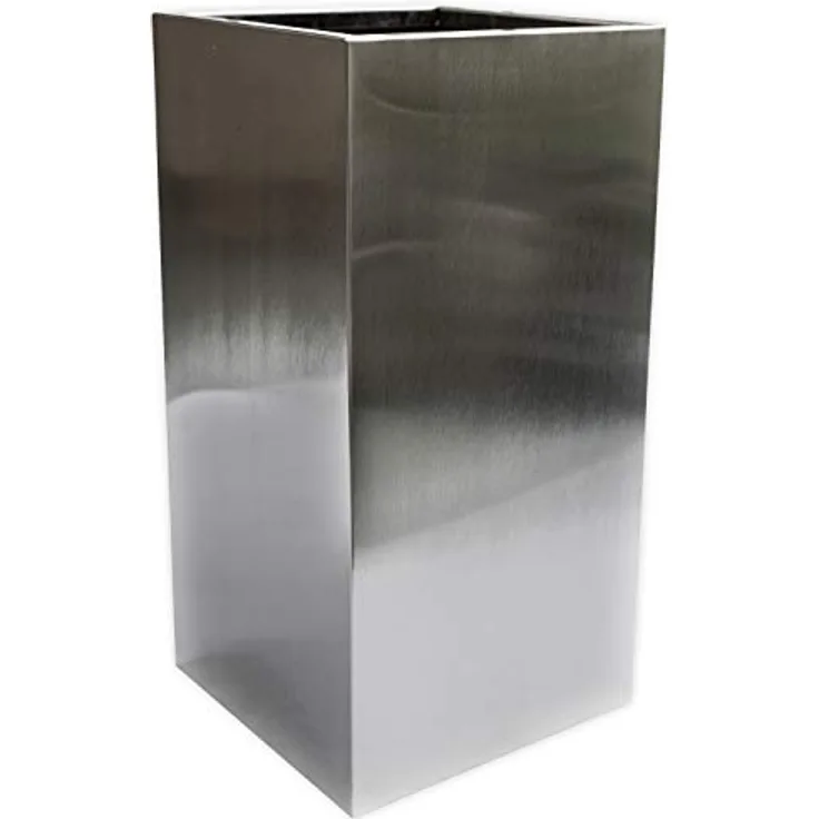 Köhko® Designer-Pflanzkübel aus Edelstahl Viva 27 x 27 x 67 cm | matt gebürsteter Blumengefäß eckig & groß