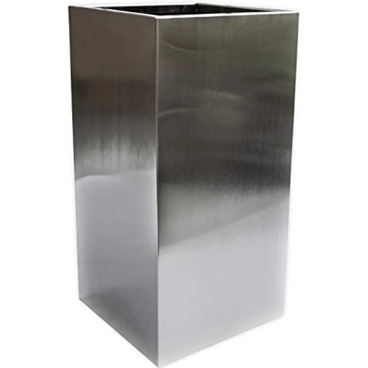 Köhko® Designer-Pflanzkübel aus Edelstahl Viva 27 x 27 x 67 cm | matt gebürsteter Blumengefäß eckig & groß – Bild 1