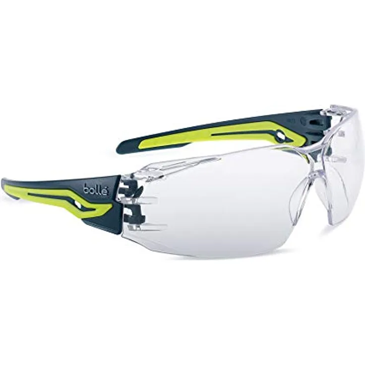 Bolle Silex + Arbeitsschutzbrille, Bügelbrille mit Anti-Beschlag-Beschichtung, klar/ blau-gelb