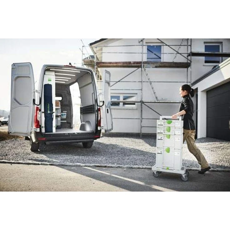 Festool SYS-RB Transportwagen, Rollbrett mit 100 kg Belastbarkeit, 360° drehbaren Rädern und Feststellbremsen – Bild 8
