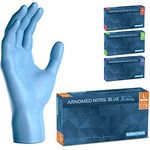 ARNOMED Nitrilhandschuhe Blau Extra Stark, 50% dickere Einweghandschuhe, Größe L, 100 Stk./Box, puderfrei und latexfrei, reißfest und hautfreundlich