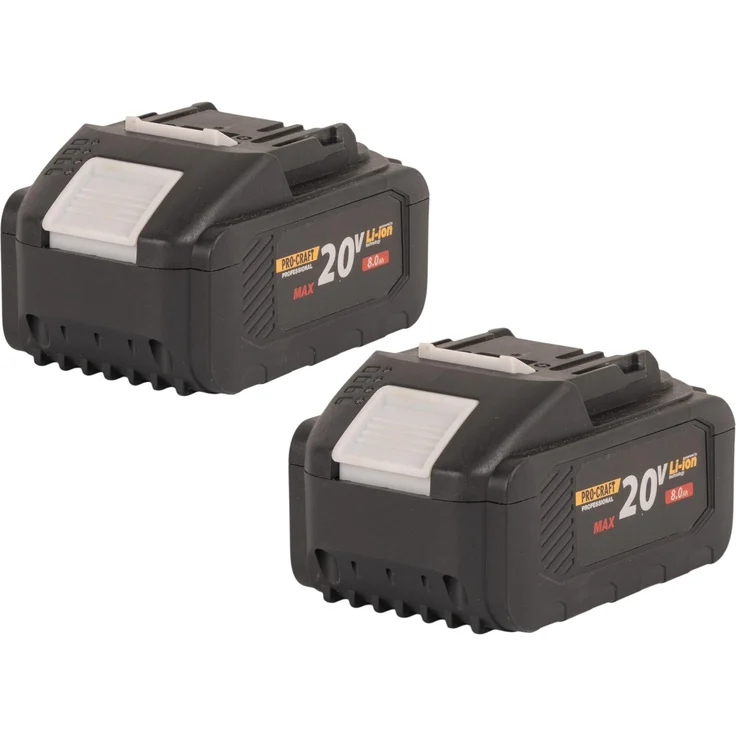 Procraft 2x 20/8 Li-Ion Akku 20 V, 8,0 Ah mit Ladestandsanzeige für Werkzeuge
