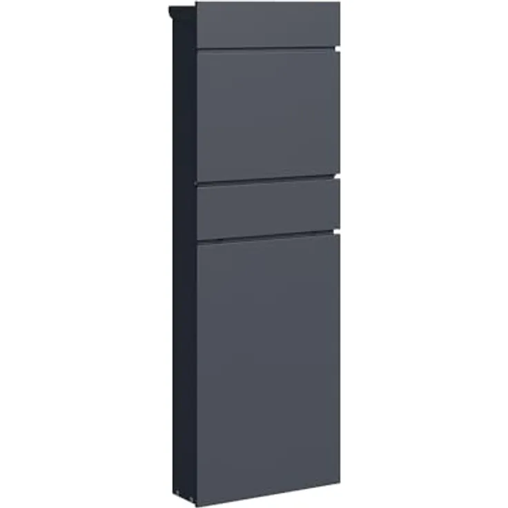 WESTMANN Paketbox Pina, abschließbar mit 2 Schlüsseln, wetterfester pulverbeschichteter Stahl, RAL 7016, LxBxH 40x14x111 cm, inkl. Befestigung