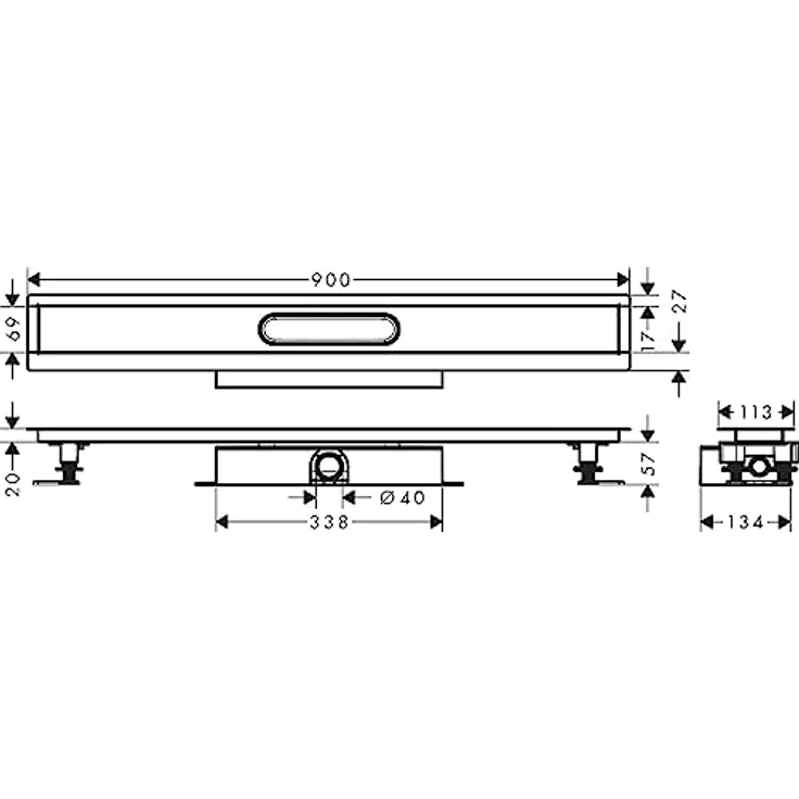hansgrohe uBox Universal Komplettset 900mm, Installationsset + Grundkörper für RainDrain Rock und Match, Edelstahl 304, Entwässerungsleistung bis 55 l/min – Bild 2