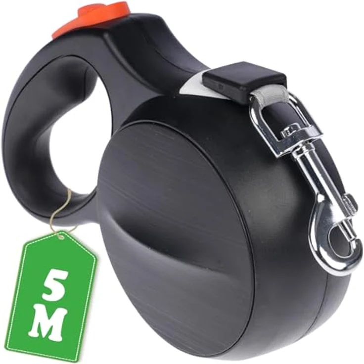 FinoPet Hundeleine große Hunde und mittelgroße bis 55 KG, 5m automatisches Bremssystem, Rollleine, Laufleine - stark reflektierend – Bild 1