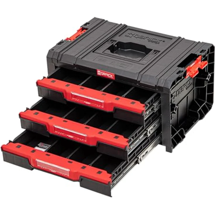 Qbrick System Pro Drawer 3, modularer Werkzeugkoffer mit 3 ausziehbaren Schubladen, 9 verstellbare Fächer, 450 x 310 x 244 mm – Bild 2
