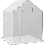 Outsunny Ersatzfolie Gewächshausfolie mit UV-Schutz, Seitenfenster, Rolltür, PE-Folie für Tomatenhaus, Treibhaus, Weiß, 140 x 143 x 190 cm