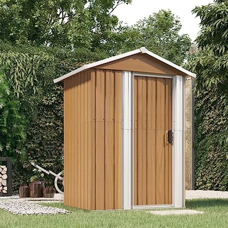 vidaXL Geräteschuppen Braun 126x97,5x177 cm Verzinkter Stahl – Bild 2