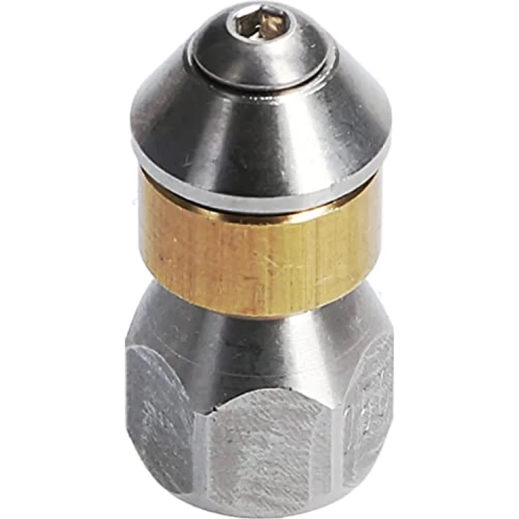 McFilter | Rohrreinigungsdüse für Hochdruckreiniger, rotierend Einlass 1/8" IG, 3 x 0,8 mm - 050, Edelstahl/Messing – Bild 1