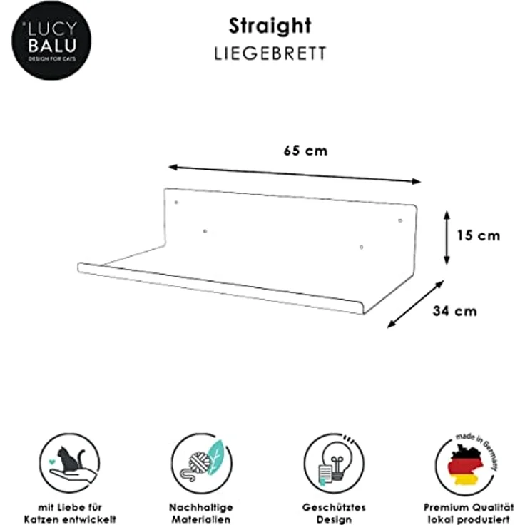 LucyBalu® Wandliege für Katzen | Katzenbett für die Wand | Katzen Wand Liegeplatz | Katzen Wandbett | Katzenliege für die Wand | Katzenmöbel für Kletterwand | Katzenregal | Anthrazit mit Woll-Auflage – Bild 3