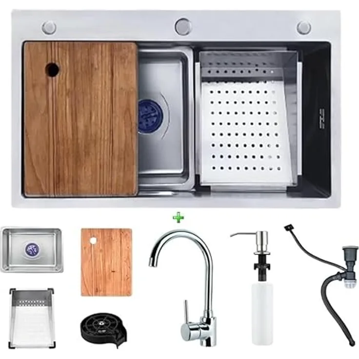 Faizee Möbel Edelstahlspüle Quantum 75x45cm mit Nanotechnologie, Silber - Preisvergleich