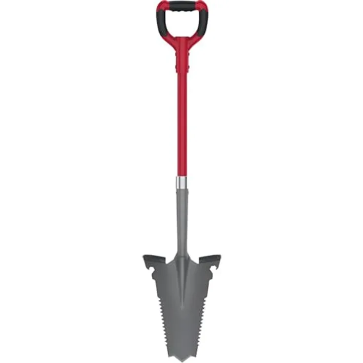 EASYmaxx Wurzelspaten mit Säge, 114 cm, ergonomische Stahlklinge und Trittkanten für effektive Gartenarbeit