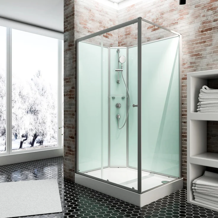 Schulte Komplettduschkabine Ibiza, Funktionsteil links, 120x80x204 cm, moderne Dusche für elegantes Badezimmer