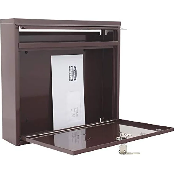 Rottner Briefkasten Teramo Stahl Braun, Mailbox, Postkasten, Zaunbriefkasten, 2 Einwurfsmöglichkeiten, Namensschild – Bild 4