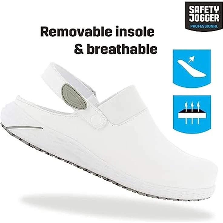 Safety Jogger Works Berufsschuh, atmungsaktiver Clog mit herausnehmbarem SJ Schaum-Fußbett und Oxygrip, schwarz – Bild 2