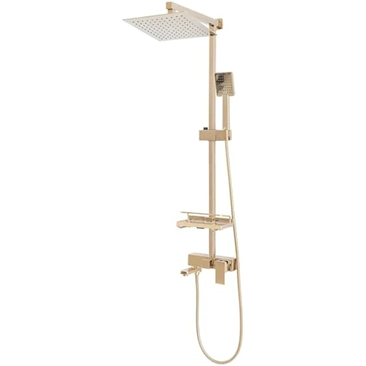 Rea Duschset Jack Gold, Komplettset mit verstellbarem Duschkopf, 45x21,5x102 cm – Bild 5