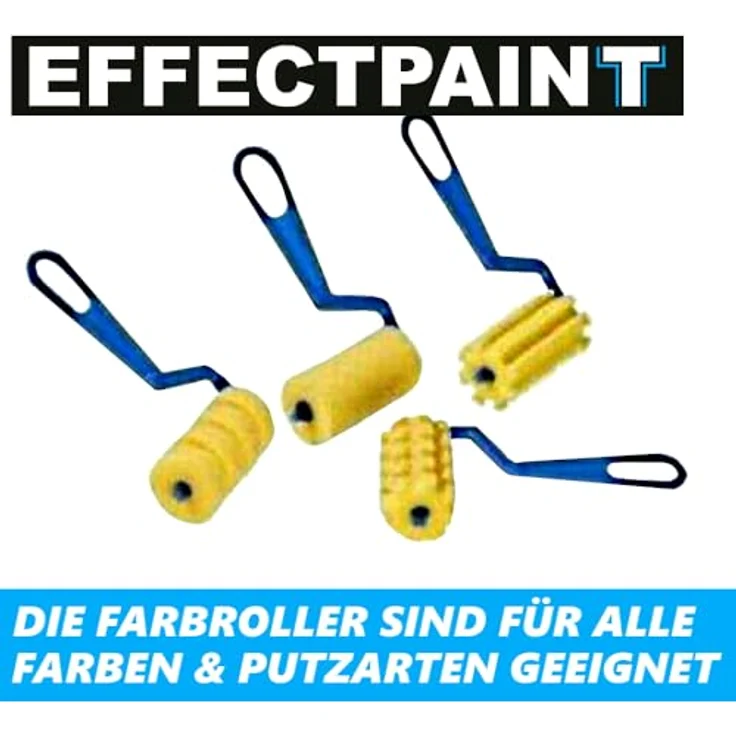 MAVURA EFFECTPAINT Farb Roller Set, 4-teiliges Struktur- und Effektroller Set, 16x9 cm aus Kunststoff/PU-Schaum – Bild 3