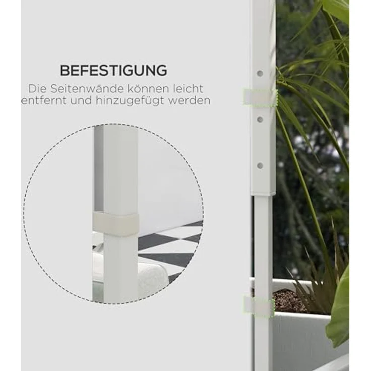 Outsunny Pavillonseitenteil, 2er Set Seitenplanen mit Fenster und Tür, 295x195 cm, für 3x3m oder 3x6m Faltpavillons, Oxford, Weiß – Bild 6