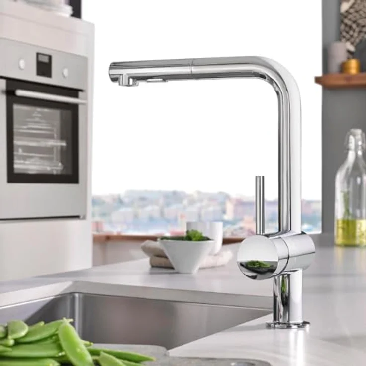 Grohe Küchenarmatur Minta, 1/2" C-Auslauf, herausziehbar, 360° schwenkbar, Hochdruck – Bild 6