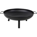 Spetebo Feuerschale aus Stahl auf 3 Füßen - Ø 58 cm - Schwarz mit 2 Tragegriffen - Gartenfeuer Eisenschale für gemütliche Abende im Garten