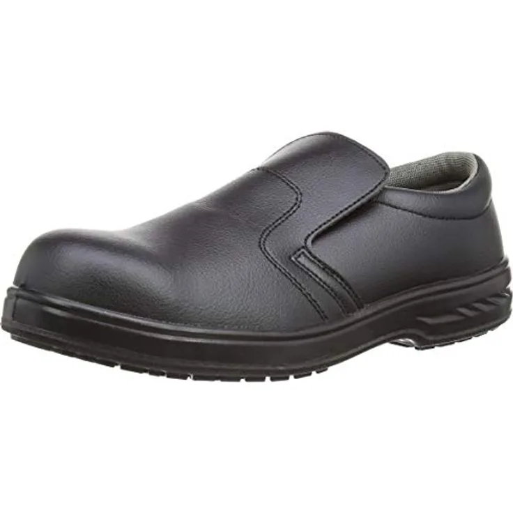 Portwest FW81 Steelite Sicherheitsslipper S2, Schwarz, Größe 37, rutschhemmend, wasserbeständig, Maschinenwaschbar, Stahlzehenschutz