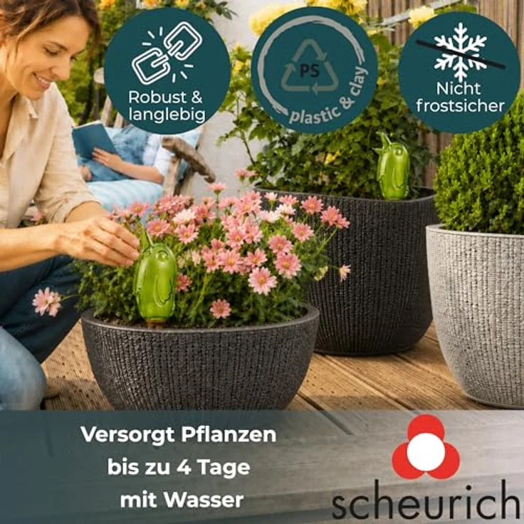 Wasserspender Bördy Farbe Grün, Größe 20cm, Inhalt 220ml für bis zu 4 Tage Bewässerung Ihrer Pflanzen (4) - Scheurich – Bild 7