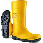 Dunlop Sicherheitsstiefel S5 EN ISO 20345:2022, Größe 45, gelb, PVC, Stahl-Zehenschutzkappe, durchtrittsichere Zwischensohle, öl- und chemikalienbeständig, antistatisch