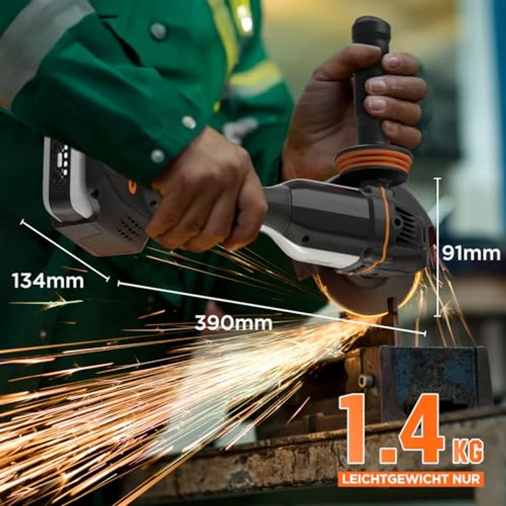 Litheli Akku-Winkelschleifer 20 V inkl. Akku 4 Ah, mit Litheli DynaDrive Brushless Motor, Dual-Speed-Modus und Litheli ProGrip, schwarz – Bild 6
