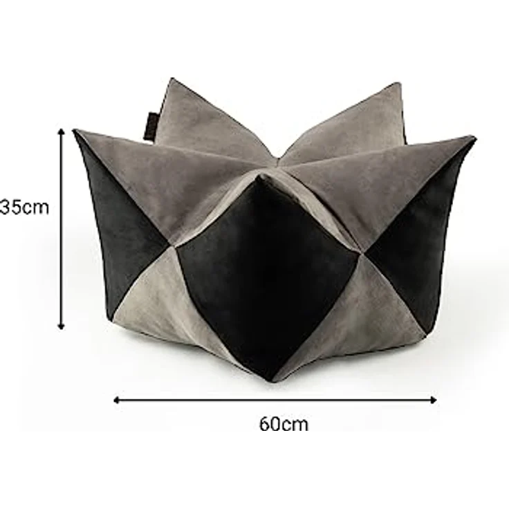 lionto Kronenkissen Sternenkissen Hundebett Katzenbett Haustierkissen, 60x35 cm grau/schwarz – Bild 5