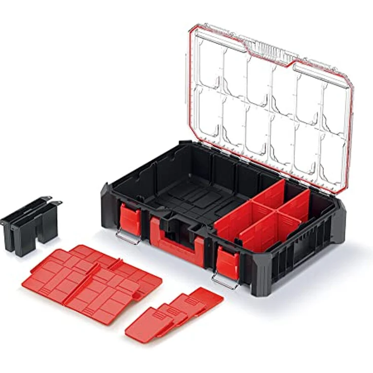 Prosperplast Werkzeugkoffer Kistenberg Organizer X BLOCK BRIDGE KXBB5540S, Staubdicht und Wasserbeständig, transparentes Polycarbonat-Deckel, mit MSX-Organizer und Trennwänden, 543 x 368 x 122 mm – Bild 2