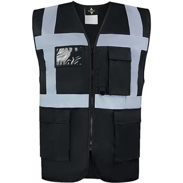 korntex Warnweste Comfort Executive Multifunctional Safety Vest Hamburg, gelb-orange, EN ISO 20471 zertifiziert, reflektierende Streifen, multifunktionale Taschen