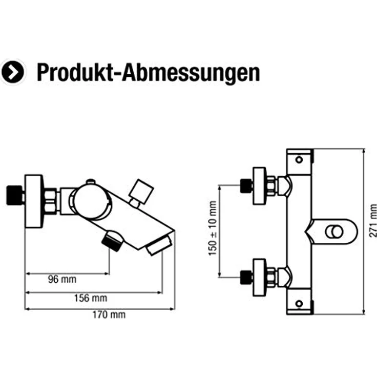Cornat, Badarmatur, Andrea, Schwarz, Thermostat-Batterie mit Cool-Touch Technologie und Sicherheitssperre bei 38°C – Bild 2