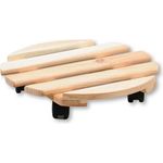 Kesper Blumenständer Pflanzenroller mit großen stabilen Rollen, Kiefernholz, holzfarben, Ø 35cm